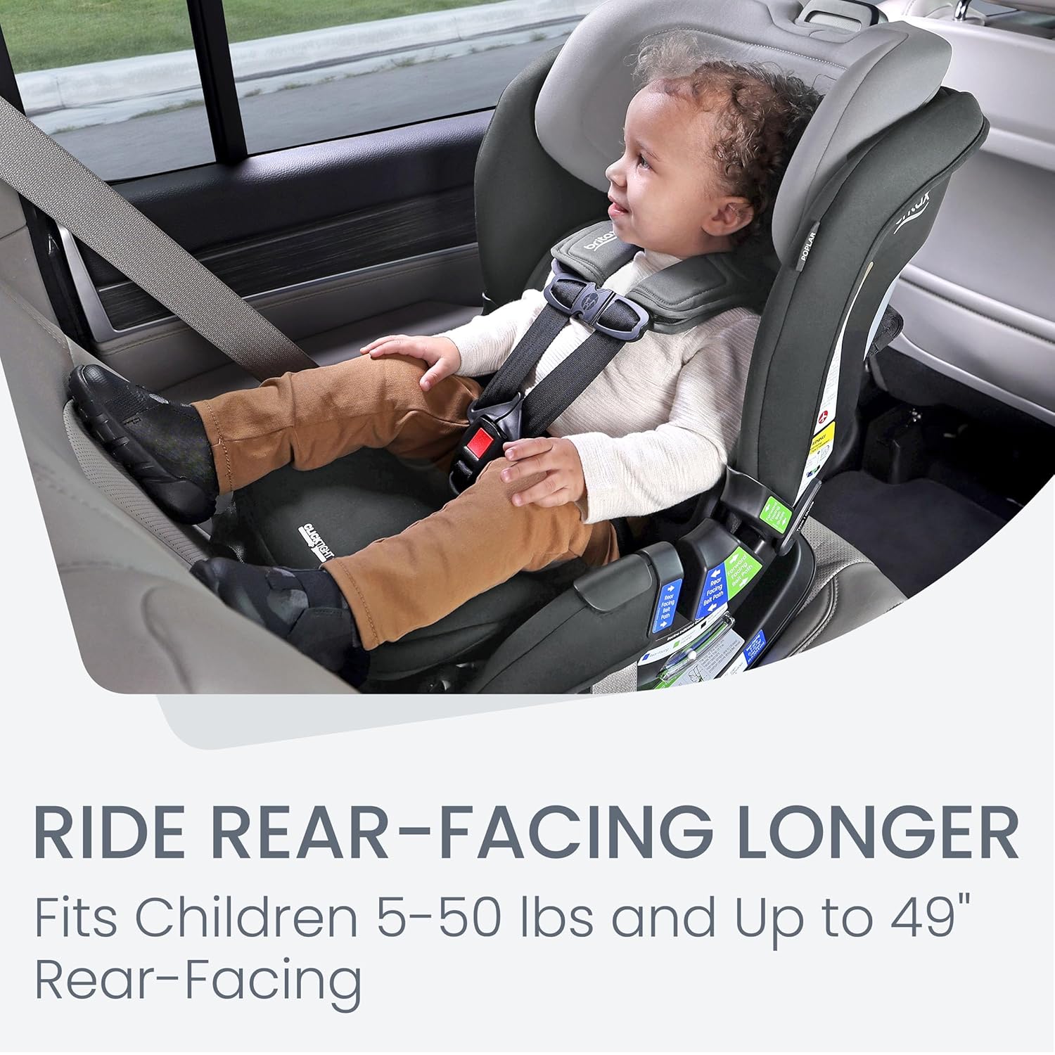 Britax Poplar Convertible Car Seat, 2-in-1 Car Seat with Slim 17-Inch Design, ClickTight Technology, Glacier Graphite